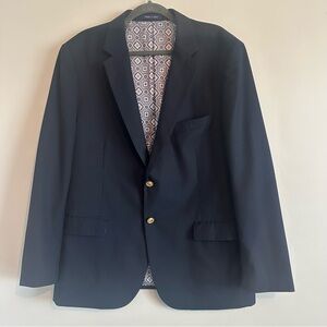 Alan Flusser Midnight Blue Blazer with Gold Buttons and Paisley Inside